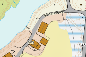 Kartbilde fra WMS-tjeneste av avviket