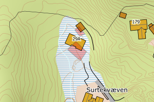 Kartbilde fra WMS-tjeneste av avviket