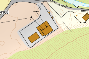Kartbilde fra WMS-tjeneste av avviket