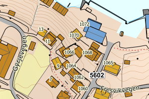 Kartbilde fra WMS-tjeneste av avviket