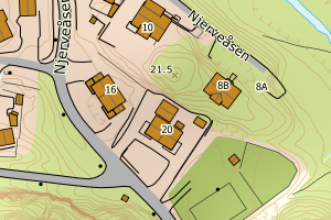 Kartbilde fra WMS-tjeneste av avviket