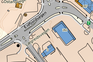 Kartbilde fra WMS-tjeneste av avviket