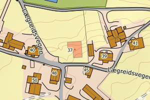 Kartbilde fra WMS-tjeneste av avviket