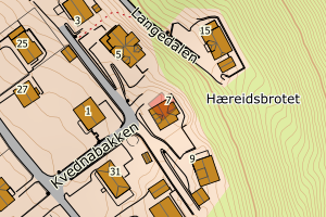Kartbilde fra WMS-tjeneste av avviket