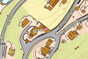 Kartbilde fra WMS-tjeneste av avviket