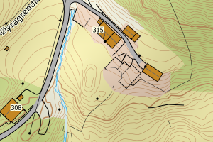 Kartbilde fra WMS-tjeneste av avviket