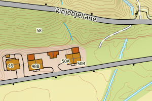 Kartbilde fra WMS-tjeneste av avviket