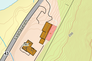Kartbilde fra WMS-tjeneste av avviket