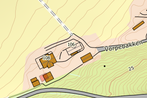 Kartbilde fra WMS-tjeneste av avviket