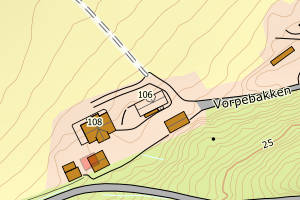 Kartbilde fra WMS-tjeneste av avviket