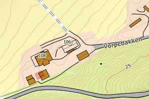 Kartbilde fra WMS-tjeneste av avviket