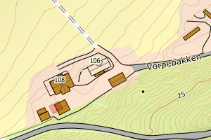Kartbilde fra WMS-tjeneste av avviket