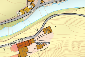 Kartbilde fra WMS-tjeneste av avviket