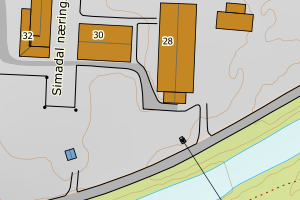 Kartbilde fra WMS-tjeneste av avviket