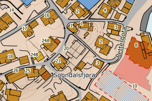 Kartbilde fra WMS-tjeneste av avviket