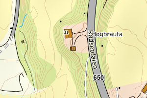 Kartbilde fra WMS-tjeneste av avviket