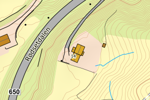 Kartbilde fra WMS-tjeneste av avviket