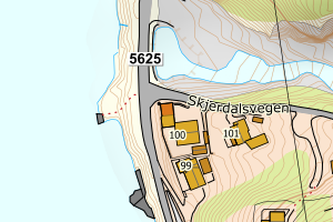 Kartbilde fra WMS-tjeneste av avviket