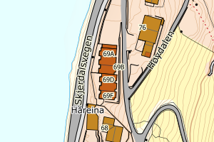 Kartbilde fra WMS-tjeneste av avviket