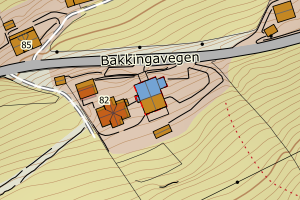 Kartbilde fra WMS-tjeneste av avviket