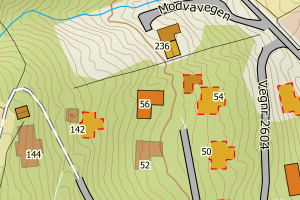 Kartbilde fra WMS-tjeneste av avviket