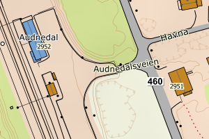 Kartbilde fra WMS-tjeneste av avviket