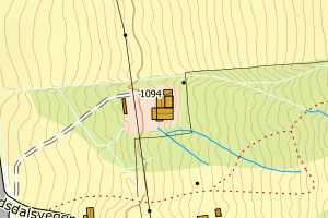 Kartbilde fra WMS-tjeneste av avviket
