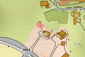 Kartbilde fra WMS-tjeneste av avviket