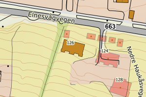 Kartbilde fra WMS-tjeneste av avviket