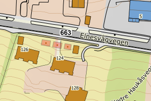 Kartbilde fra WMS-tjeneste av avviket