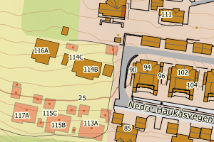 Kartbilde fra WMS-tjeneste av avviket