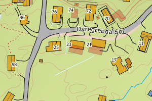 Kartbilde fra WMS-tjeneste av avviket