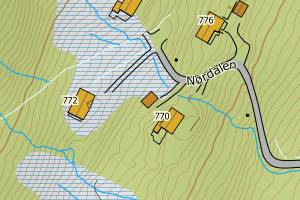 Kartbilde fra WMS-tjeneste av avviket