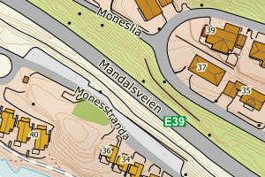 Kartbilde fra WMS-tjeneste av avviket