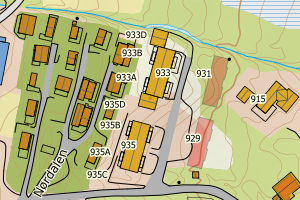 Kartbilde fra WMS-tjeneste av avviket