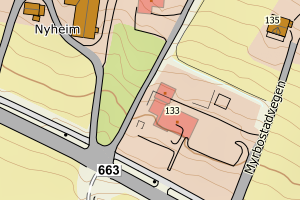 Kartbilde fra WMS-tjeneste av avviket