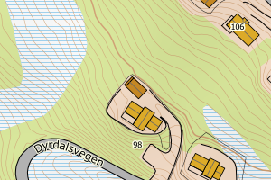 Kartbilde fra WMS-tjeneste av avviket