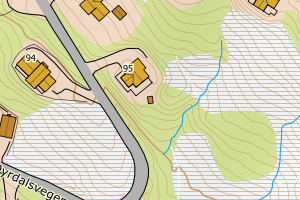 Kartbilde fra WMS-tjeneste av avviket