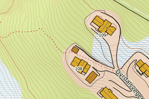 Kartbilde fra WMS-tjeneste av avviket