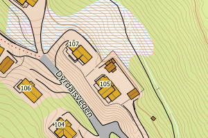Kartbilde fra WMS-tjeneste av avviket