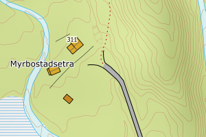 Kartbilde fra WMS-tjeneste av avviket