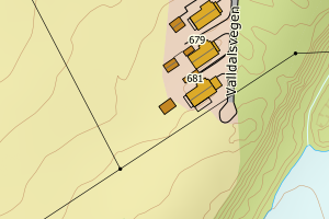 Kartbilde fra WMS-tjeneste av avviket