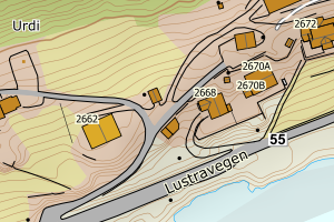 Kartbilde fra WMS-tjeneste av avviket