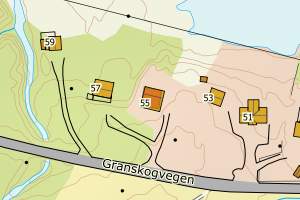 Kartbilde fra WMS-tjeneste av avviket