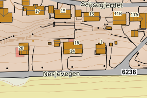 Kartbilde fra WMS-tjeneste av avviket