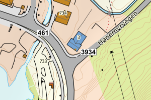 Kartbilde fra WMS-tjeneste av avviket