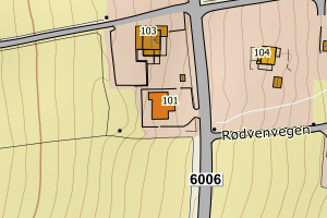 Kartbilde fra WMS-tjeneste av avviket