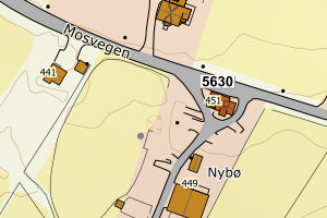 Kartbilde fra WMS-tjeneste av avviket