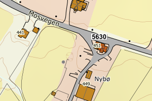 Kartbilde fra WMS-tjeneste av avviket