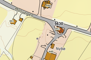 Kartbilde fra WMS-tjeneste av avviket